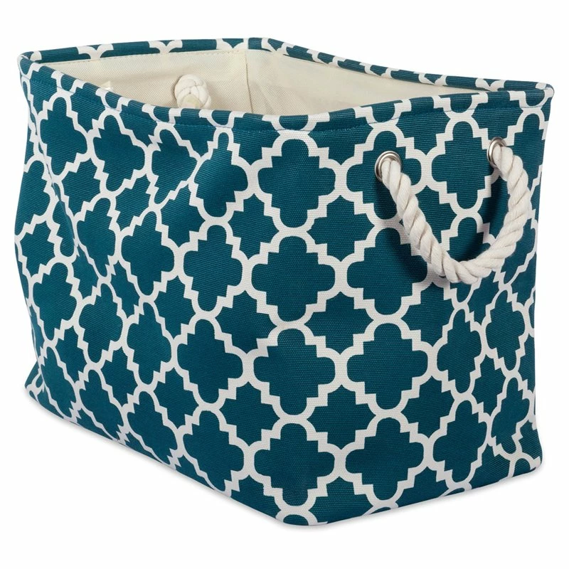 Hot Sale โจ DII Rectangle Modern Polyester Lattice Small Storage Bin In Teal Blue โ๏ธ