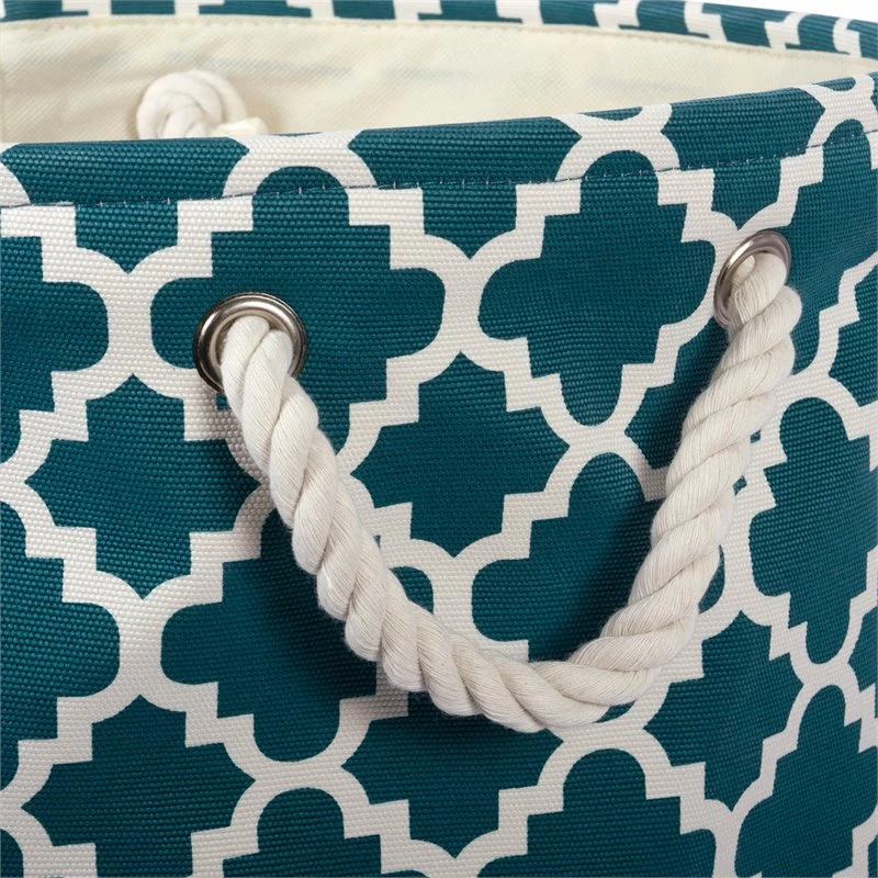 Wholesale ✨ DII Round Modern Polyester Lattice Large Storage Bin In Teal Blue 🛒 - Image 3