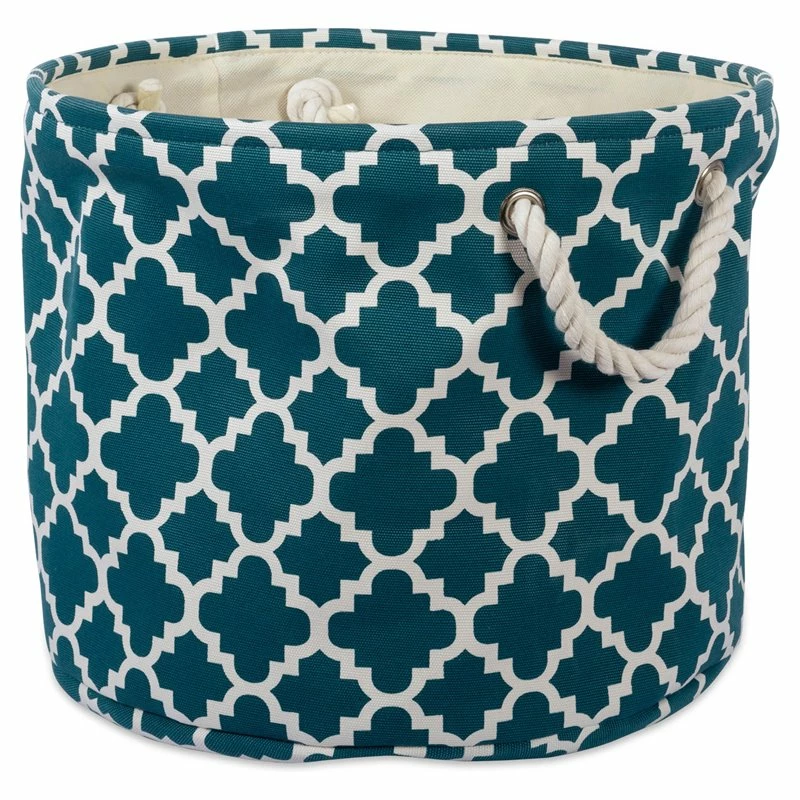 Wholesale ✨ DII Round Modern Polyester Lattice Large Storage Bin In Teal Blue 🛒