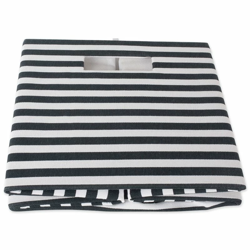 Best Pirce โ DII 12.9" Square Modern Polyester Cube Pinstripe Storage Bin In Black ๐ฏ - Image 2