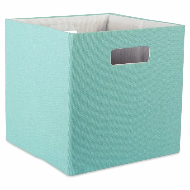 Deals โจ DII 12.9" Square Modern Polyester Cube Solid Storage Bin In Aqua Blue ๐
