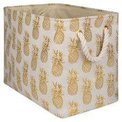 Promo 😍 DII Rectangle Modern Polyester Pineapple Medium Storage Bin In Gold 😍