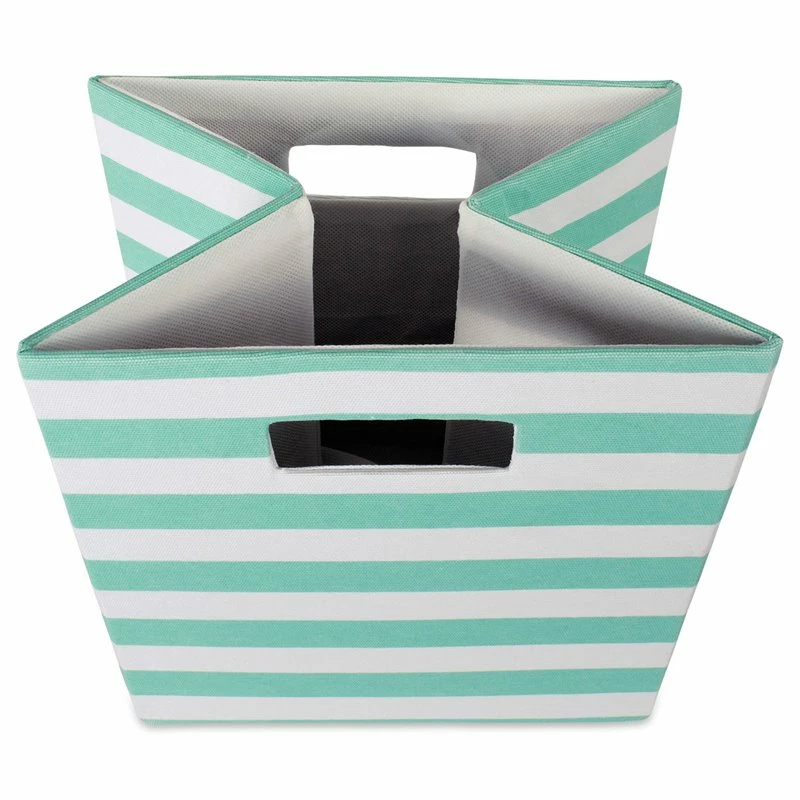 Wholesale 🌟 DII 12.9" Square Modern Polyester Cube Stripe Storage Bin In Aqua Blue 🎉 - Image 3