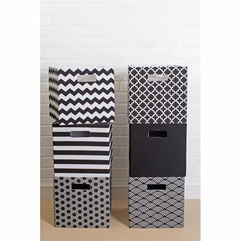 Cheap โ DII 11" Square Modern Polyester Cube Stripe Storage Bin In Black ๐ - Image 2