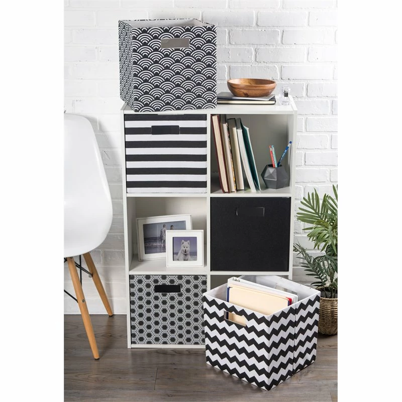 Cheap โ DII 11" Square Modern Polyester Cube Stripe Storage Bin In Black ๐ - Image 3