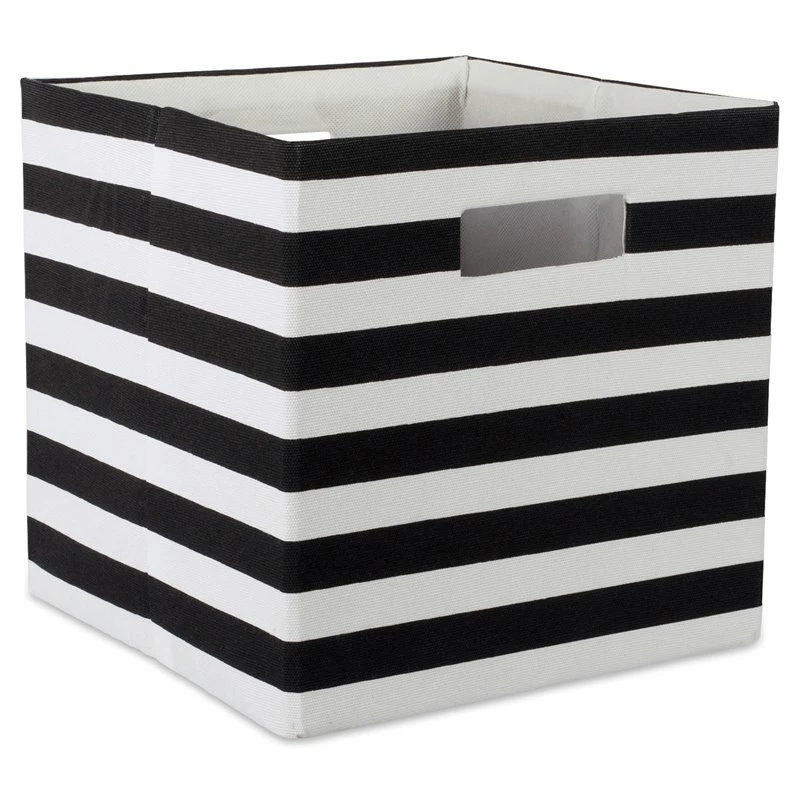 Cheap โ DII 11" Square Modern Polyester Cube Stripe Storage Bin In Black ๐