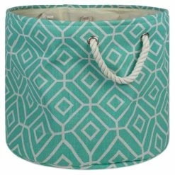 Best deal 🛒 DII Round Modern Polyester Stained Glass Large Storage Bin In Aqua Blue 🌟
