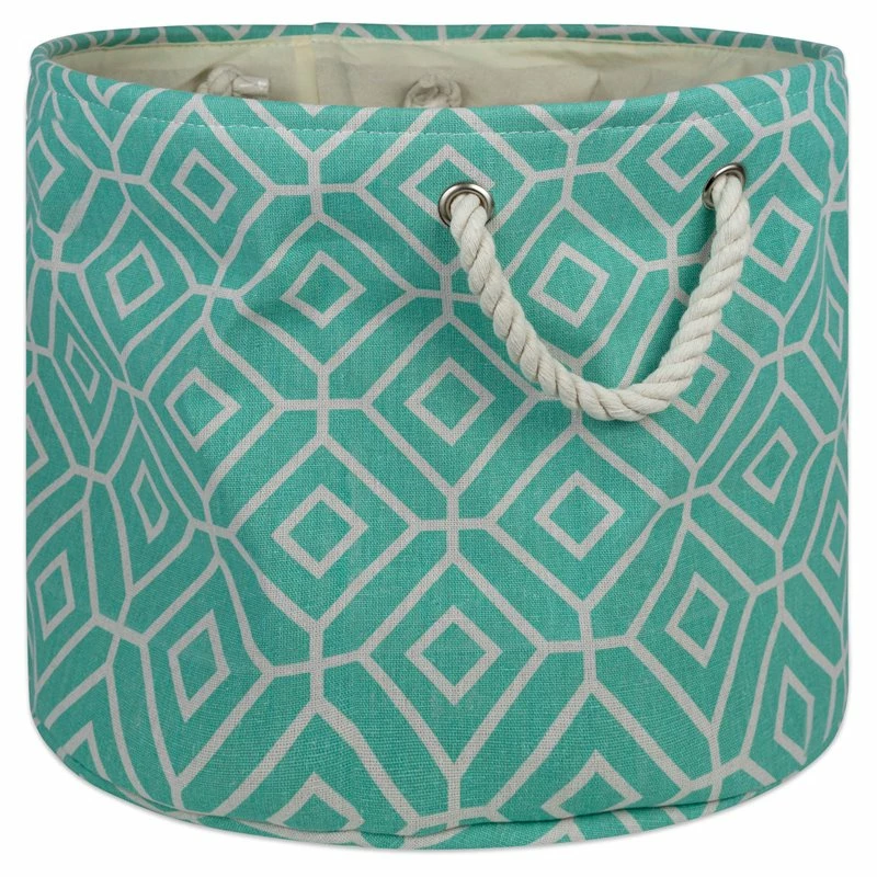 Best deal ๐ DII Round Modern Polyester Stained Glass Large Storage Bin In Aqua Blue ๐