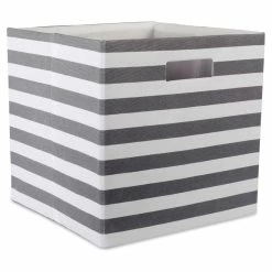 Top 10 🌟 DII 12.9" Square Modern Polyester Cube Stripe Storage Bin In Gray 🥰