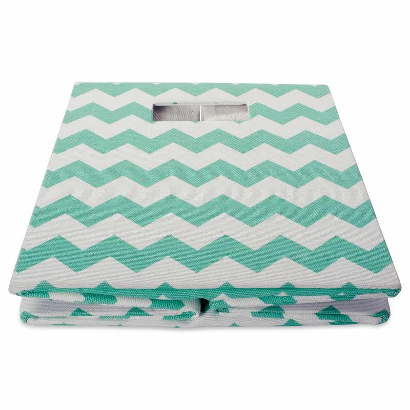 New โญ DII 12.9" Square Modern Polyester Cube Chevron Storage Bin In Aqua Blue ๐ - Image 2