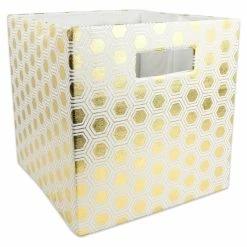 Best reviews of ๐งจ DII 11" Square Modern Polyester Cube Honeycomb Storage Bin In Gold ๐