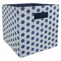 Promo 🧨 DII 12.9" Square Modern Polyester Cube Honeycomb Storage Bin In Nautical Blue 🔥