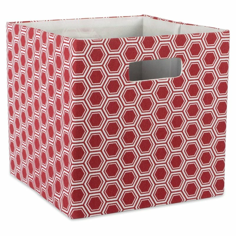 Coupon โ DII 11" Square Modern Polyester Cube Honeycomb Storage Bin In Rust Orange ๐