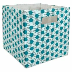 Brand new ❤️ DII 12.9" Square Modern Polyester Cube Honeycomb Storage Bin In Teal Blue 💯