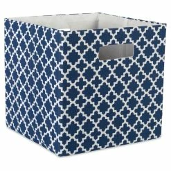 Discount ๐ DII 12.9" Square Modern Polyester Cube Lattice Storage Bin In Nautical Blue ๐งจ