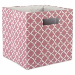Budget 🎉 DII 12.9" Square Modern Polyester Cube Lattice Storage Bin In Rose Pink 😉