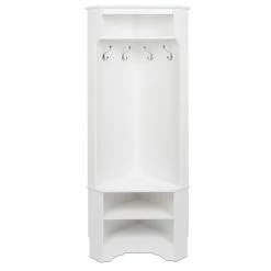 Deals 🛒 Pemberly Row Contemporary Corner Hall Tree In White 😉