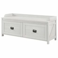 Promo 😀 Ameriwood Home SystemBuild Farmington Entryway Storage Bench In Ivory Pine ⭐