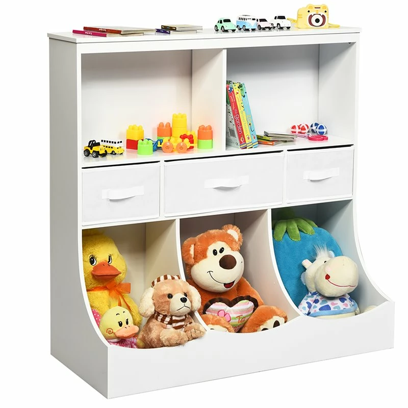 Best reviews of ๐ Costway Wood Freestanding Combo Shelf Cubby Bin With 3 Baskets In White โ - Image 7