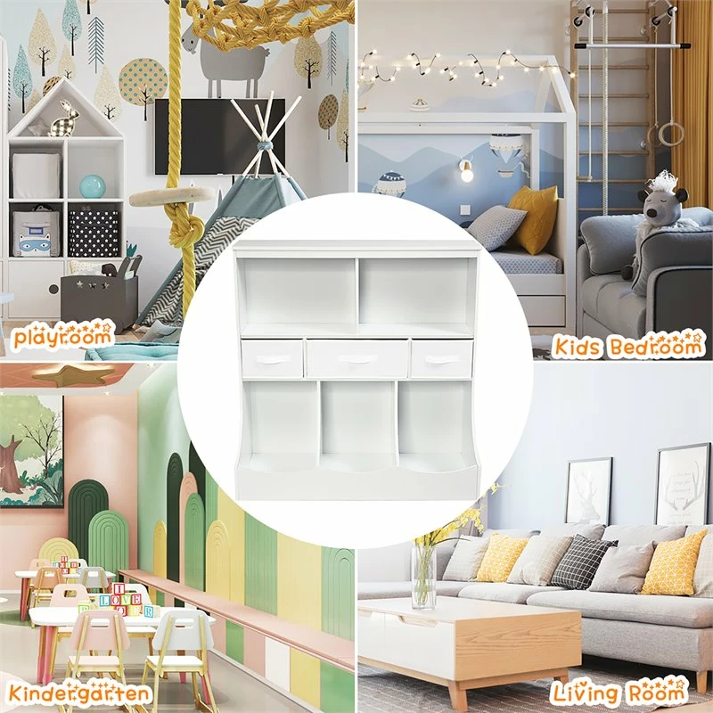 Best reviews of ๐ Costway Wood Freestanding Combo Shelf Cubby Bin With 3 Baskets In White โ - Image 11