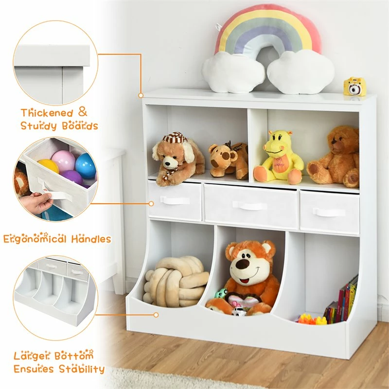 Best reviews of ๐ Costway Wood Freestanding Combo Shelf Cubby Bin With 3 Baskets In White โ - Image 12