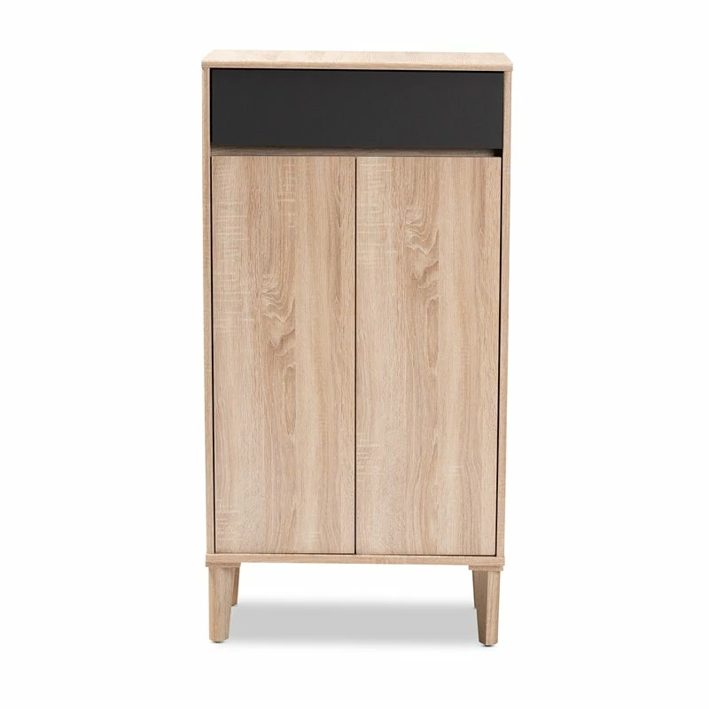 Budget ๐ Bowery Hill Two-Tone Oak Brown And Dark Gray ๐ Shoe Cabinet ๐ - Image 8