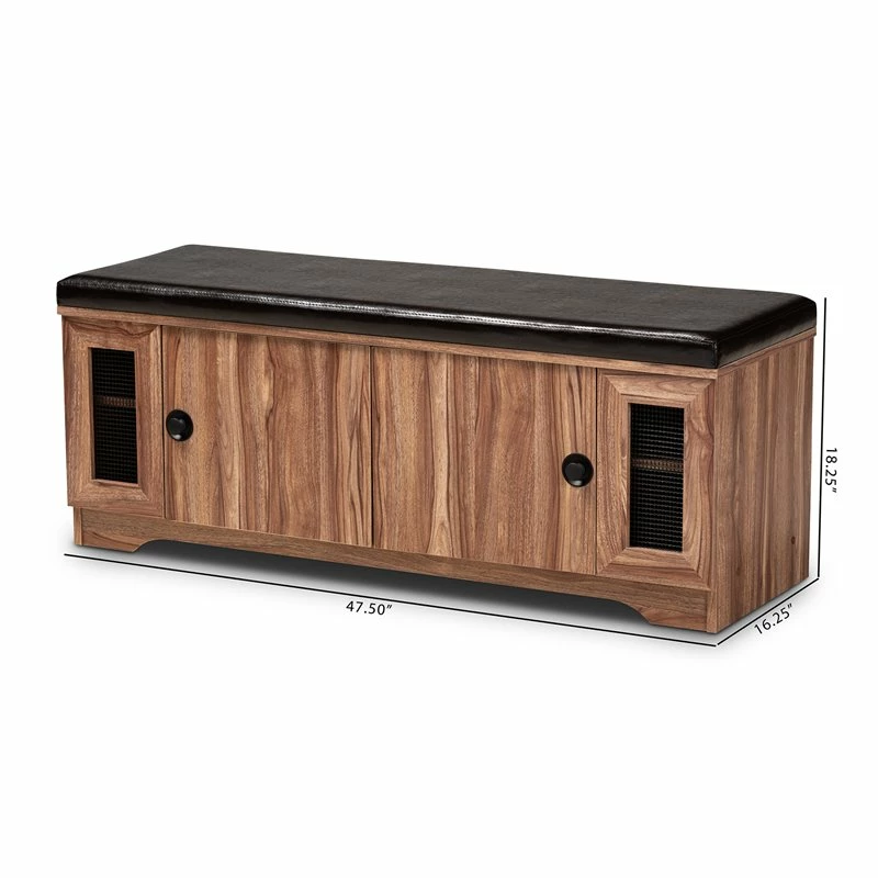Cheapest ๐ Bowery Hill Brown Faux Leather 2-Door 4-Shelves Wood ๐ Shoe Storage Bench โ - Image 10
