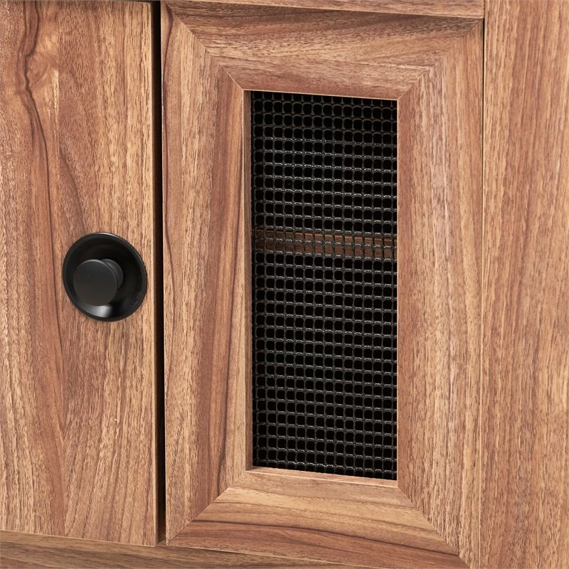 Best deal ๐ Bowery Hill Brown Faux Leather 2-Door 5-Shelves Wood ๐ Shoe Storage Bench ๐งจ - Image 6