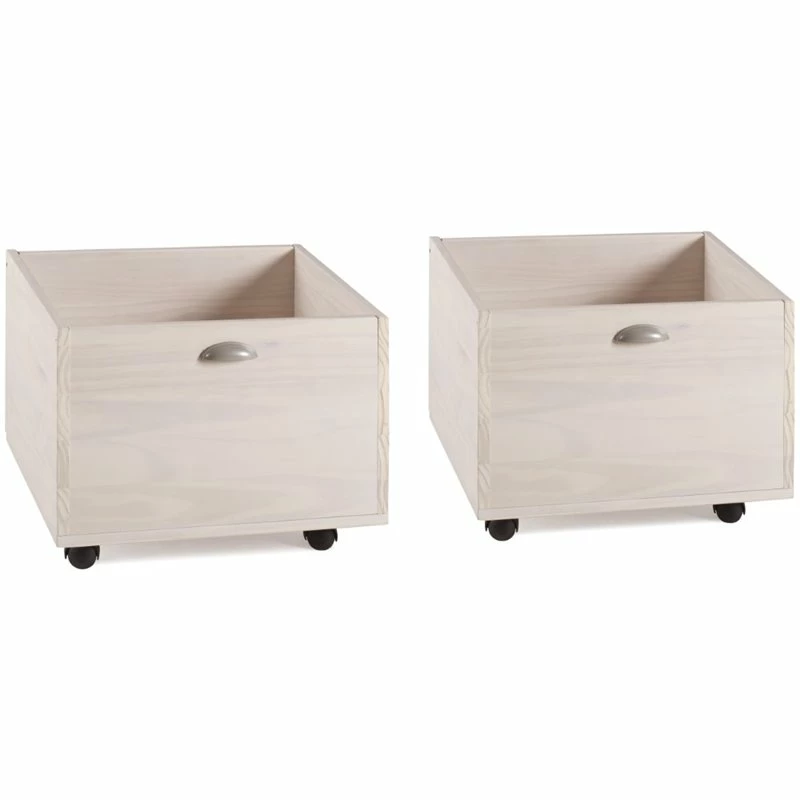 Promo ๐ฅ Donco Kids Art Play Junior Solid Wood Mobile Toy Bin In White Wash (Set Of 2) ๐งจ