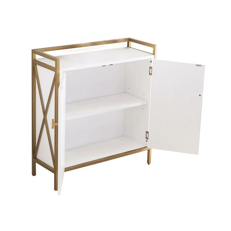 Best reviews of ๐ Leick Furniture Leick Home 9200-WTGL Claudette Mixed Metal And Wood Foyer Cabinet In White/Gold โ - Image 2