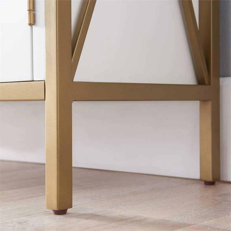 Best reviews of ๐ Leick Furniture Leick Home 9200-WTGL Claudette Mixed Metal And Wood Foyer Cabinet In White/Gold โ - Image 4