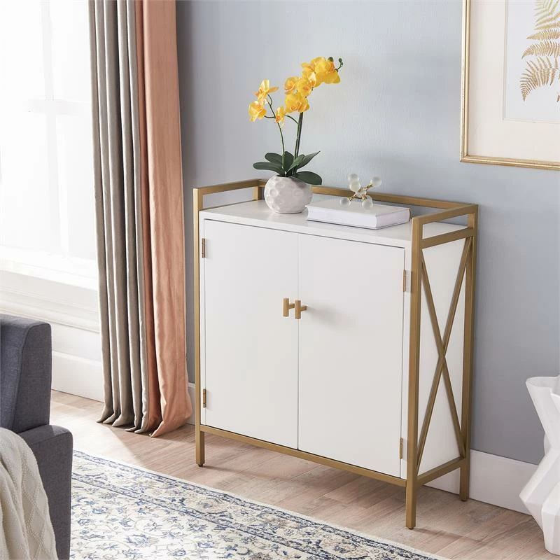 Best reviews of ๐ Leick Furniture Leick Home 9200-WTGL Claudette Mixed Metal And Wood Foyer Cabinet In White/Gold โ - Image 7