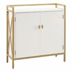 Best reviews of ๐ Leick Furniture Leick Home 9200-WTGL Claudette Mixed Metal And Wood Foyer Cabinet In White/Gold โ