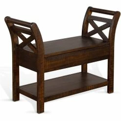 Best reviews of ✔️ Pemberly Row Farmhouse 28" Wood Accent Bench With Storage In Tobacco Leaf 🛒