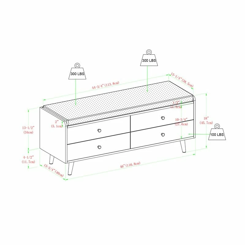 Cheapest โ๏ธ Walker Edison 46" Mid Century Storage Bench With Cushion In Acorn/Tan ๐ฏ - Image 3