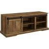 Best deal 🔥 Walker Edison 48" Sliding Grooved Door Entry Bench With Storage In Rustic Oak 😍