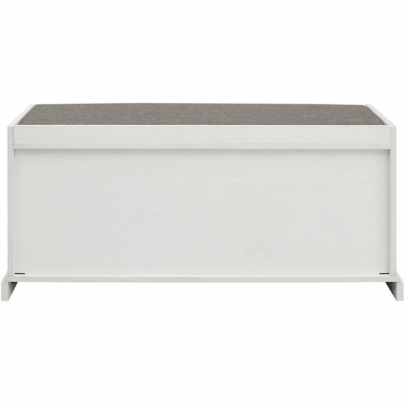 Best deal 🌟 Walker Edison Willow 40" Farmhouse Storage Bench In Rustic Oak/Brushed White/Storm Gray 💯 - Image 9