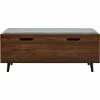 Promo 🎉 Walker Edison 46" Mid Century Storage Bench With Cushion In Dark Walnut/Gray 🎉