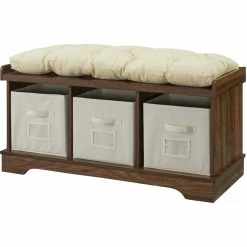 Best reviews of ✔️ Walker Edison Essential 42" Modern Farmhouse Entryway Storage Bench In Dark Walnut 🛒