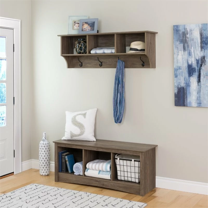 Best Pirce ✔️ Pemberly Row Contemporary 48" Wide Hanging Entryway Shelf In Drifted Gray ⌛ - Image 4