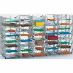 Wholesale 🔔 Charnstrom 40-Pocket 60"W 🧥 Coated Wire Sorter With Adjustable Shelves In Gray 🔥