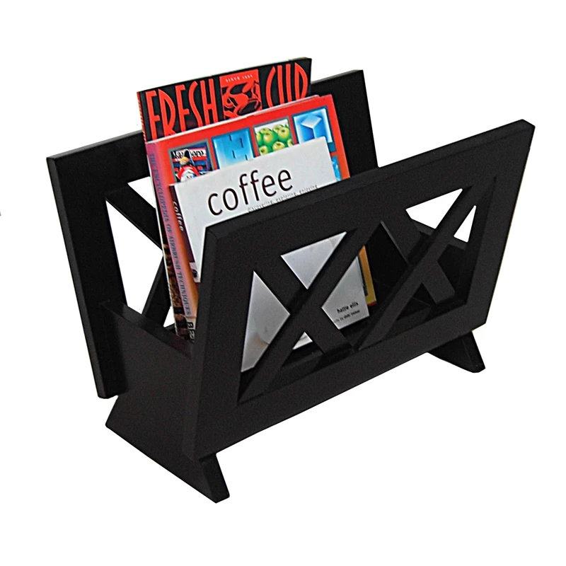 New โ๏ธ Oceanstar Contemporary Stylish Solid Wood Magazine Rack In Black ๐งจ - Image 2