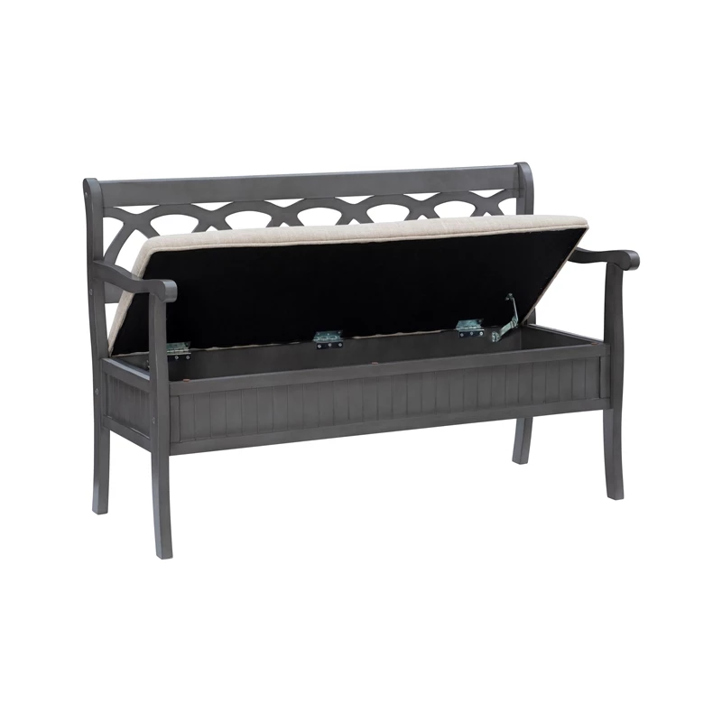 Discount ๐ Pemberly Row Transitional Wood Storage Bench In Gray โค๏ธ - Image 2