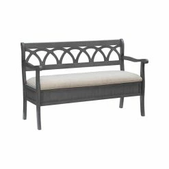 Discount 👍 Pemberly Row Transitional Wood Storage Bench In Gray ❤️