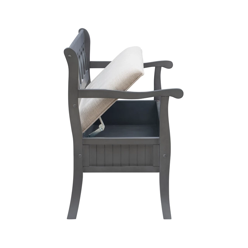 Discount ๐ Pemberly Row Transitional Wood Storage Bench In Gray โค๏ธ - Image 5