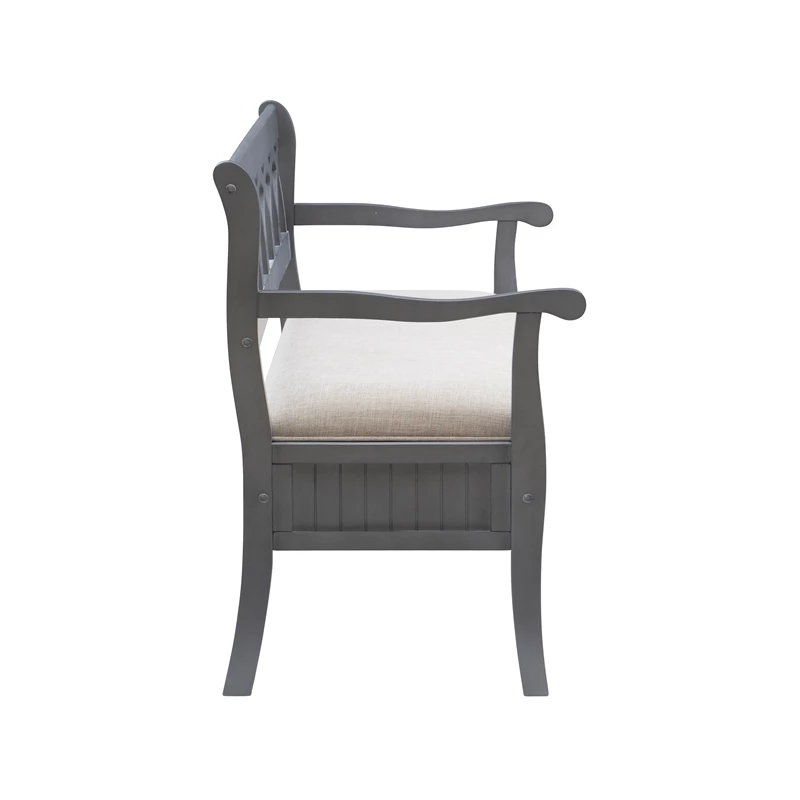 Discount ๐ Pemberly Row Transitional Wood Storage Bench In Gray โค๏ธ - Image 6