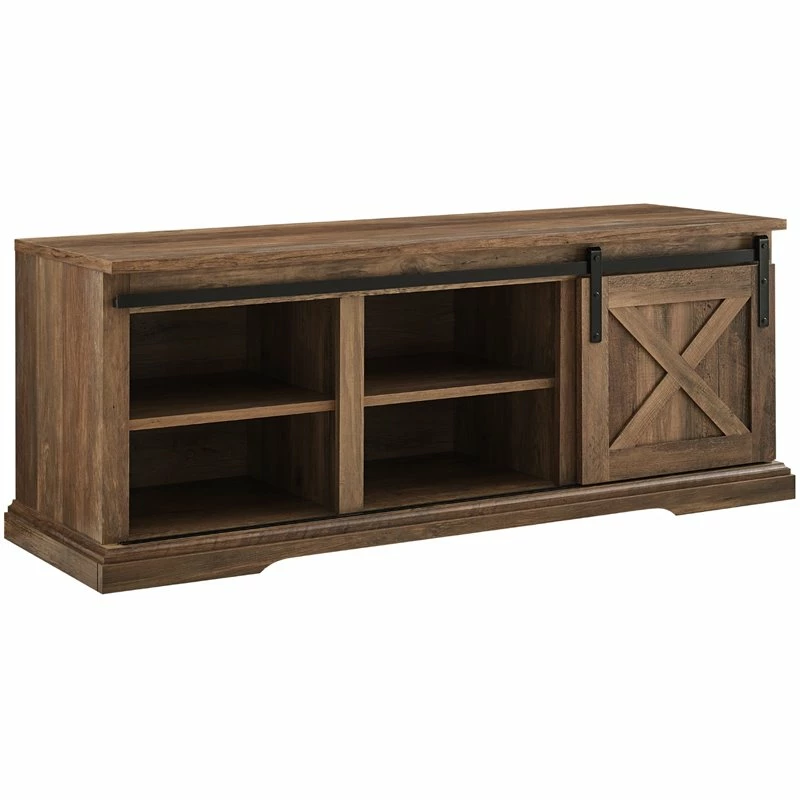 Best Pirce ๐ Pemberly Row 48" Sliding Barn Door Entry Bench With Storage In Rustic Oak ๐