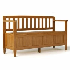 Outlet ๐ Trent Home Solid Wood Entryway Storage Bench In Light Golden Brown ๐