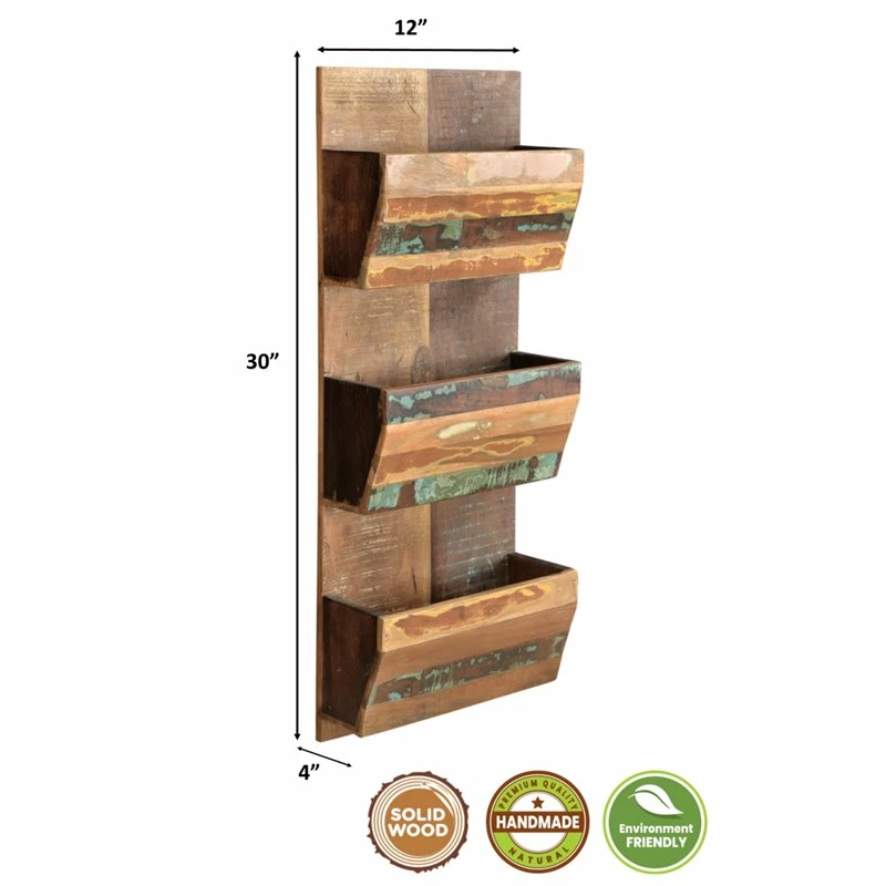 New ๐ฅ Taran Designs Keaton Wall Mounted Farmhouse Wood Magazine Holder In Multi-Color ๐ - Image 2