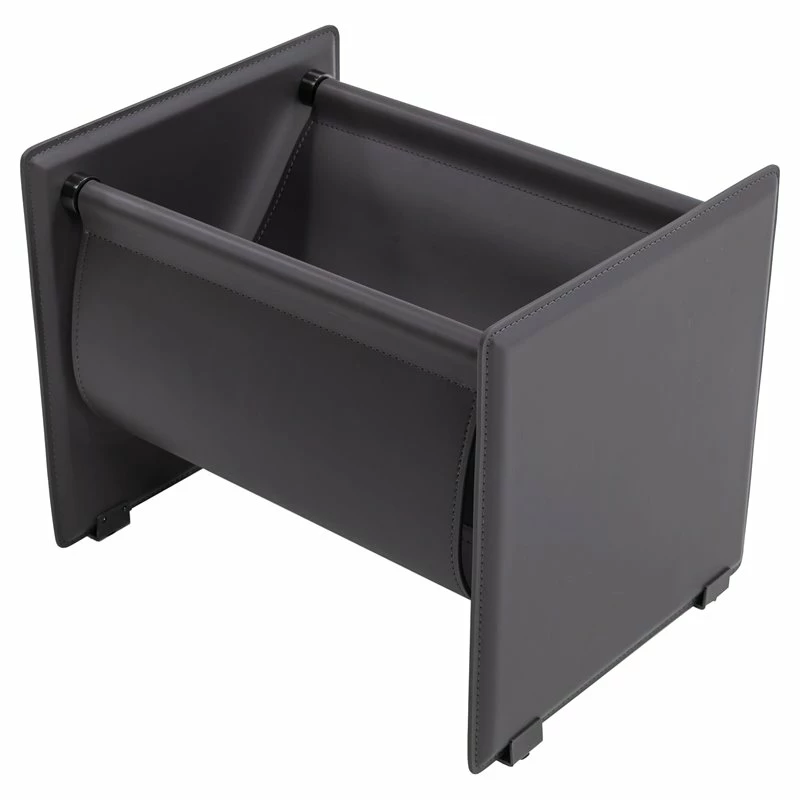 Budget ๐ Modrest Uriah Modern Stainless Steel & Leather Magazine Rack In Gray โ๏ธ